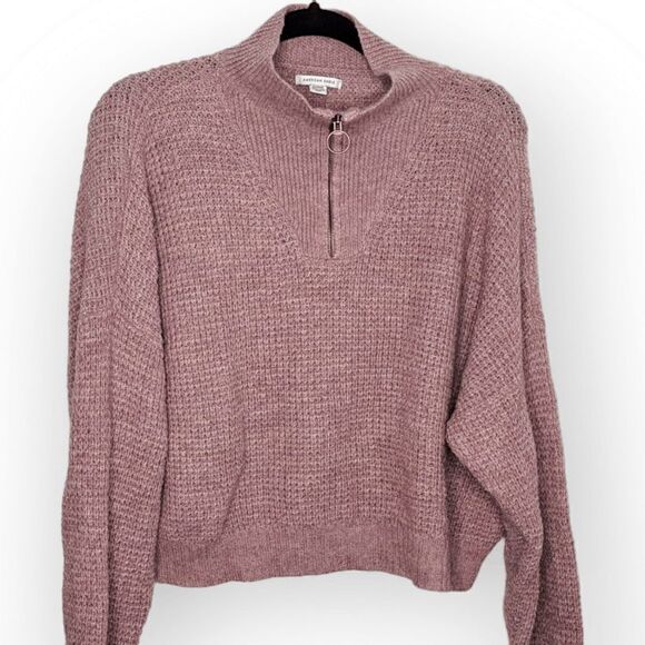 American Eagle Women's Knit Sweater Pink Pullover Zip Up size XL - Picture 1 of 6